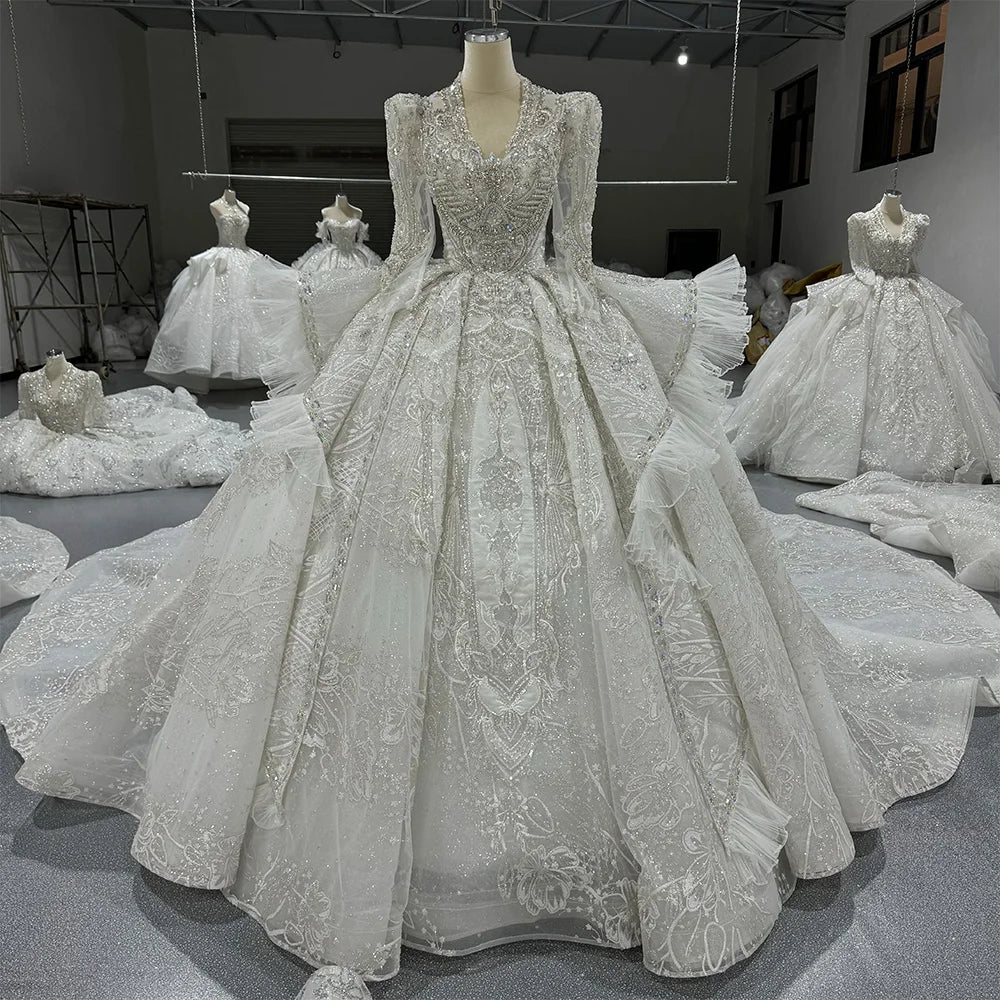 Jancember MN220 Elegant Long Sleeve Lace Fabric for Wedding Lace European Dresses
