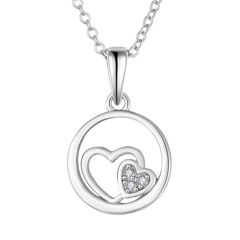 LULUFOCUS Fine Jewellery 2026 Fashion Women Jewelry Zircon Pendant 925 Sterling Silver Double Heart Necklace