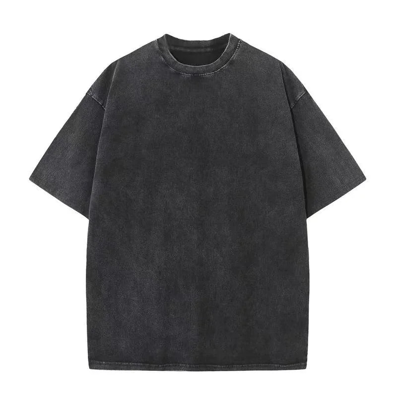 Custom Drop Shoulder Heavyweight Vintage Washed Tshirts Cotton Stone Washed T-shirt Printing Men Acid Washed Tshirts