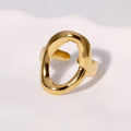 2022 European American Simple Open Ring Fashion Leaf Love  Ring Fashion Gold-plated Stainless Steel Ring for Women