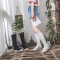 2025 Women's Comfortable Canvas Sneakers High Top White Flats Lace-Up Zipper Long Platform Boots for Summer Spring Trendy
