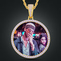 45mm Purple CZ Diamond Custom Personalised Photo Necklaces Mens Hip Hop Sublimation Jewelry Picture Frames Medallion Pendant