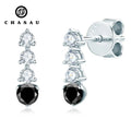 Luxury 925 Sterling Silver Cut All Moissanite Earrings Black White Party Jewelry for Women Certification Moissanite Earrings