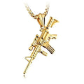 M4A1 Golden Color Gun Shaped Pendant Punk Gun Style Male Weapons Necklace for Men Corrente Masculina Jewelry