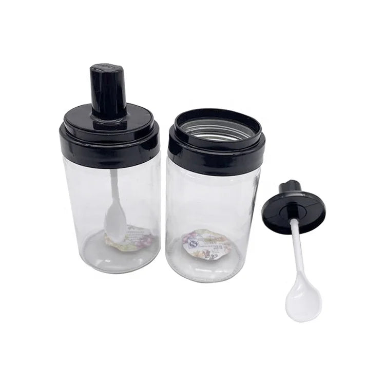 Kitchen Tools Spice Seasoning Bottle Glass Flavored Salt Sugar sealed Jar Oil Brush and Spoon Lid