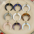 30mm Gemstone Horns Pendant Healing Crystal Gold Plated Charm DIY Jewelry Crafts Necklace for Children Classic