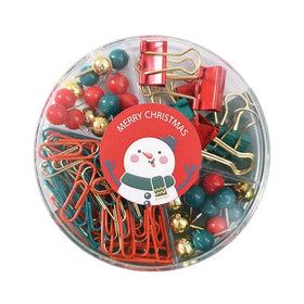 Creative Office & School Christmas Theme Stationery Set Multi-Paper Clip Binder Clip Thumbtack-Gift for Students Professionals