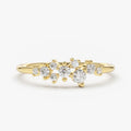 Dainty Stackable 14 k Gold Plated 925 Sterling Silver Diamond Cubic Zircon Pave Cluster Ring for Women