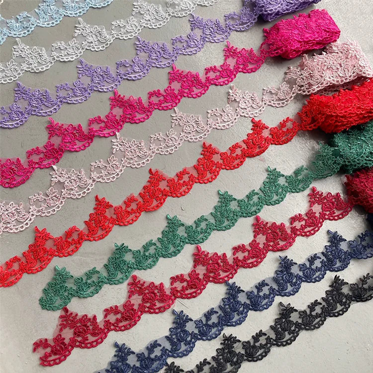 DIY Handmade Embroidered 100% Polyester French Tulle Net Lace Trim 11cm Width Multi-color Home Sewing Wedding Dresses Shoes Bags