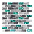 Long Strip with Green Marble Subway Style 12x12 Inch Peel and Stick Vinyl Backsplash Wall Tiles for Home & Office Decor