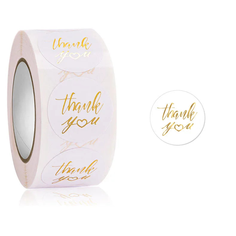 CMYK Color Customizable Thank You Label Waterproof Gift Package Sticker Self Adhesive Round Shape Paper Material