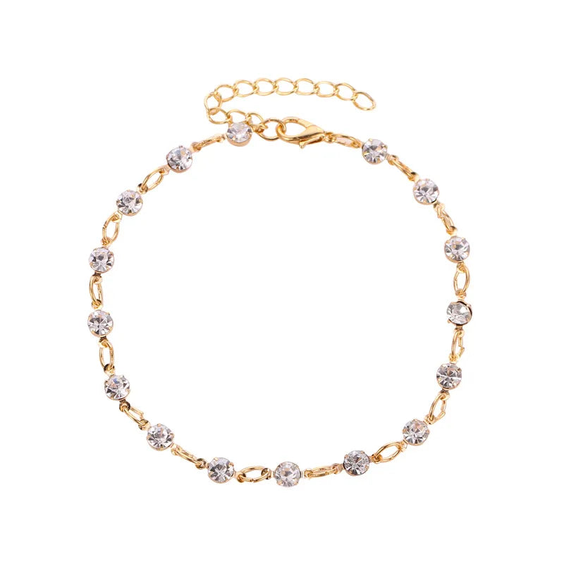 Factory Wholesale Anklets Trend Simple Shiny Rhinestones Women Anklet Bracelet