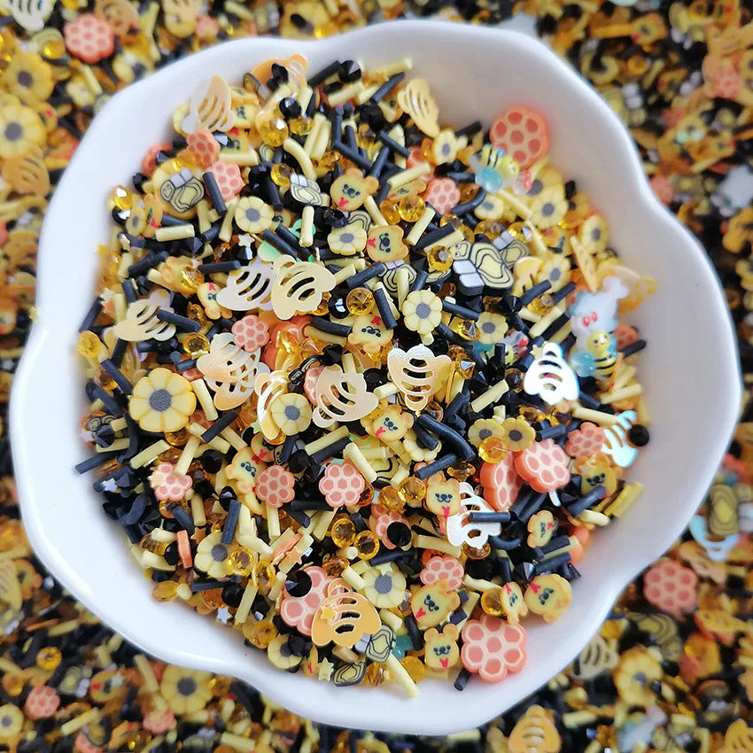 1kg DIY Craft Slime Sprinkles Sunflower Bee Honeycomb Sequin Beads Mix Polymer Clay Sprinkles Slices