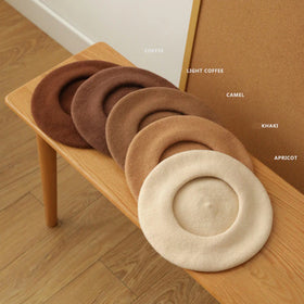 Custom Pure Color Girls Simple All-Matching Day Style Printed Outdoor Casual Party Scenes Autumn Winter Must-Have Retro Wool Hat