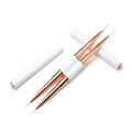 New 2025 Double End Weighted Nail Art Liner Brush White Metal Handle Oval Builder Gel Brush 3d Long Hair Brush for Nails