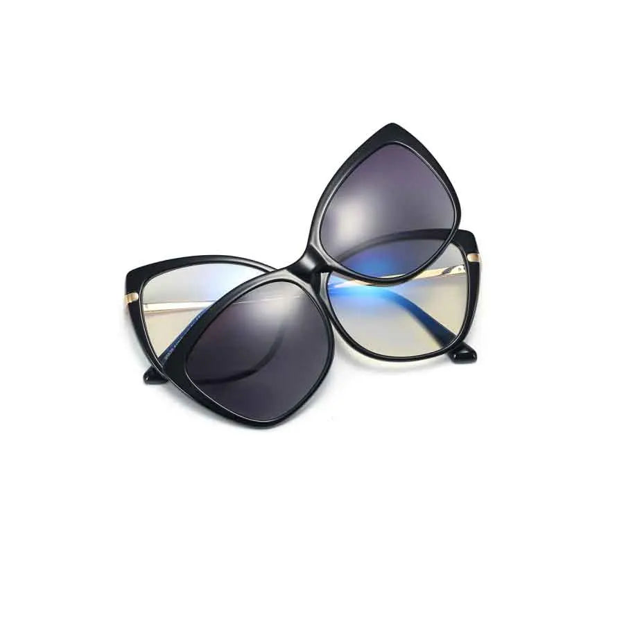 95829  Ready Stock  Frames Glasses with Sunglasses Polarized Magnetic Clip on Sunglasses