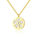 Factory Direct Sale Stainless Steel PVD Gold Plated White Shell Minimalist Disc Pendant Necklace Jewelry for Women