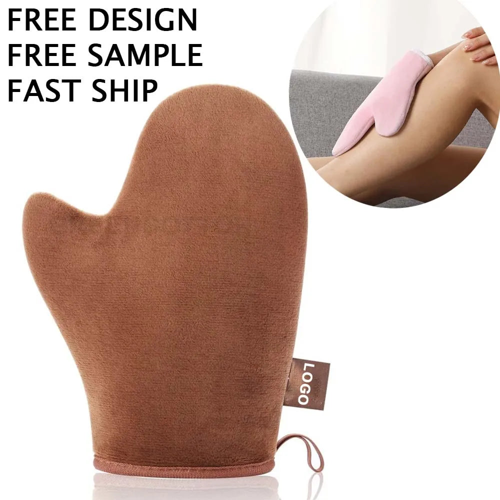 Custom Logo Self-tanning Gloves Thumb Hole Full Body Tanning Gloves Soft Velvet Self-tanning Applicator Gloves Tanning Gloves
