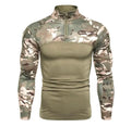 Men's Camo Tactical Outdoor Sports Hiking Sweatshirt Camouflage Stand Collar Hunting Camping T-shirt