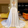 Mermaid Wedding Dresses 2023 Luxury V Neck Wedding Gown New Design Sleeveless Detachable Train Wedding Dresses
