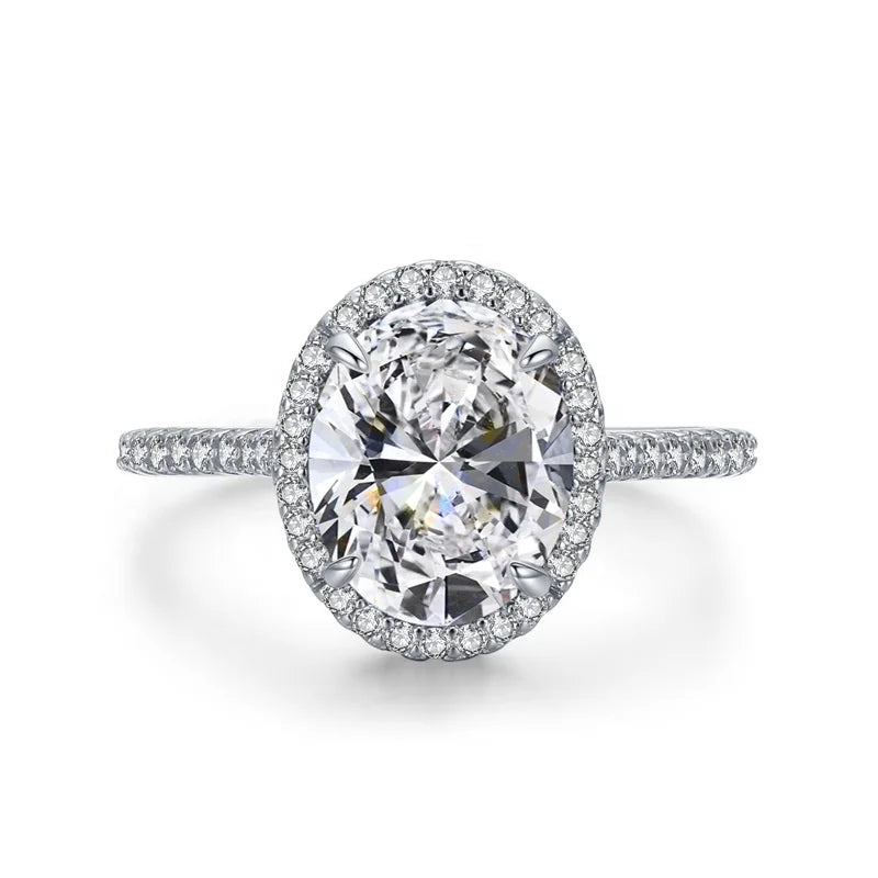 JZ1479 925 Sterling Silver Cubic Zirconia Bridal Ring Sets Oval Cut CZ Diamond Engagement Rings Wedding Band for Gold