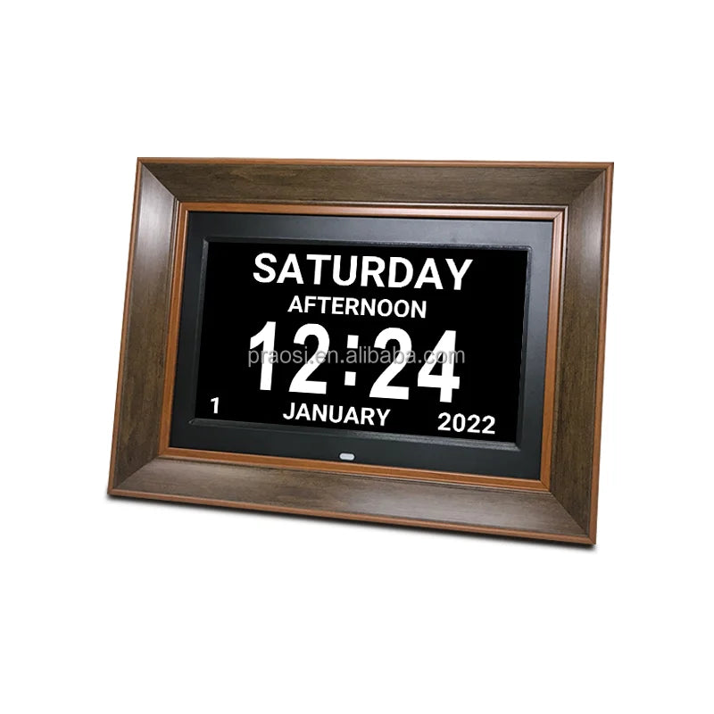 Hot Selling Wooden Frame 10" Inch WiFi Dementia Day Clock With Weather Forecast (Time Date Week Temperature Humidity)