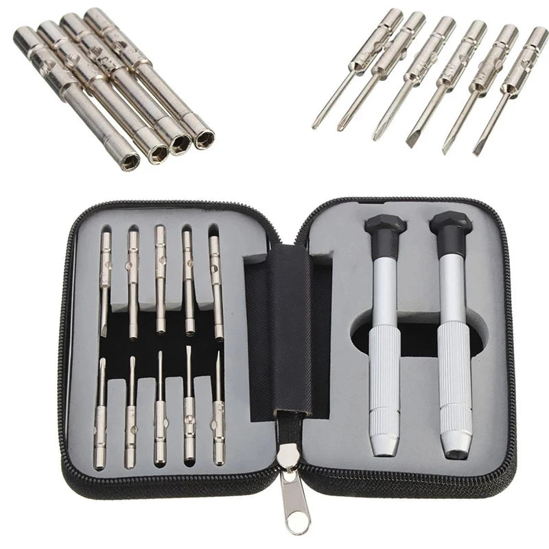 10pcs Glasses Precision Screwdriver Kit Watch Jewelry Eyeglasses Multifunction Repairing Tool Sets With Zipper Box