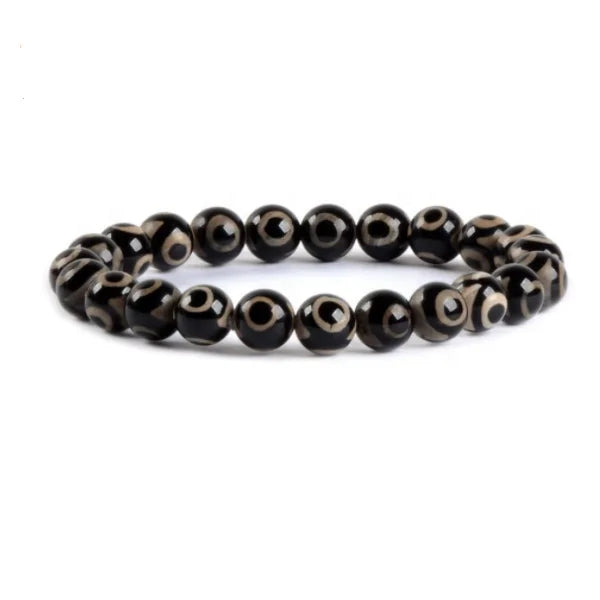 Hot Sales Dzi Beads Tibetan Agate Bracelet 8mm Round Beads Stretch BraceletEye Bracelet Jewelry
