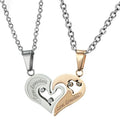 Stainless Steel Friendship Best Friends Love Couple Magnetic CZ Stone Heart Pendant Necklace