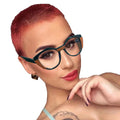 Color-matching TR90 Frame Computer Eyewear Flat Lens Spring Hinge Black Color Eye Glasses Fashion Women Anti Blue Light Glasses