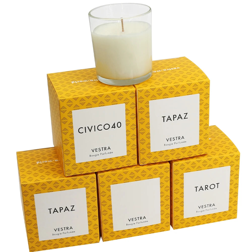 Customcandle Boxes Packaging Luxury Ready Ship Recycled Paper Branded Decorative Candles Packaging Self Erecting Eco Embossing