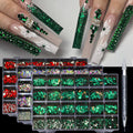 QIAO 24 Grids Nail Art Rhinestones Jewelry Set Multi-shapes Colorful Flatback Nail Charms Diamonds for 3D Nails Accessories