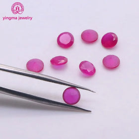 High Temperature Resistance Good Quality Synthetic Corundum Stone 3.5mm to 6.5mm 5# Red Ruby Round Shape Gemstone Loose Corundum