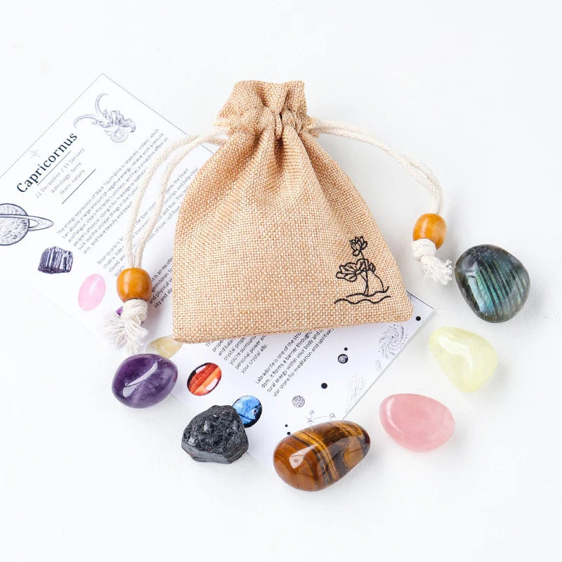 Wholesale Crystal Twelve Constellations Stones Natural Crystal Tumbled Stones Gemstone Twelve Constellations
