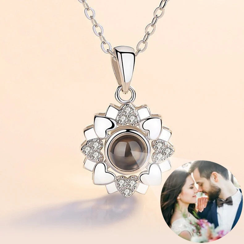 100 Languages love Necklace S925 Sterling Silver Photo Projection Pendant Lady's for Valentine's Day Gift