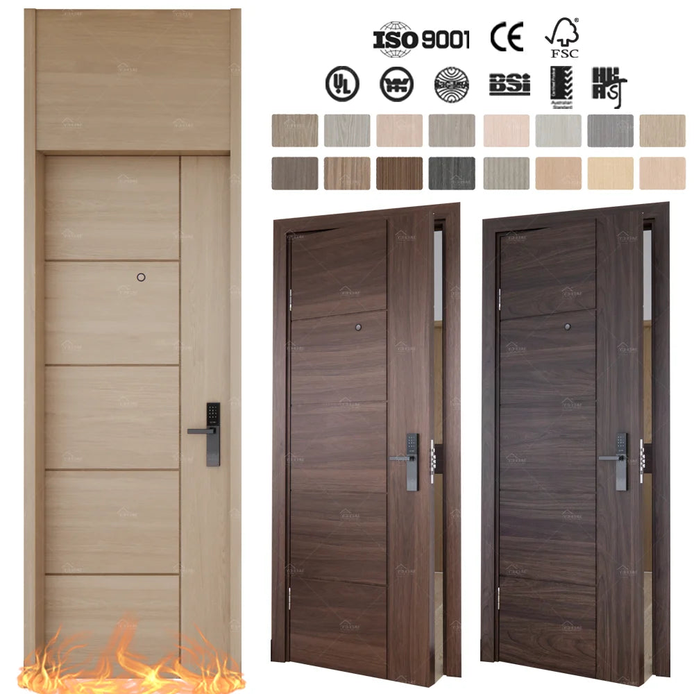 90 Minutes Fire Rated Door AS Certification Australian Standard Soundproofing Apartment Hotel Fire Rated Door with Top Panel