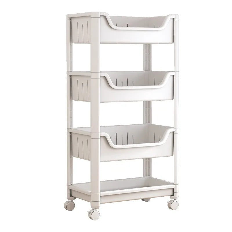 Children's Home Table Mobile Metal Bookshelf with Wheels Multi-Layer Stationery Bag Storage Cabinet Reading Picture Books