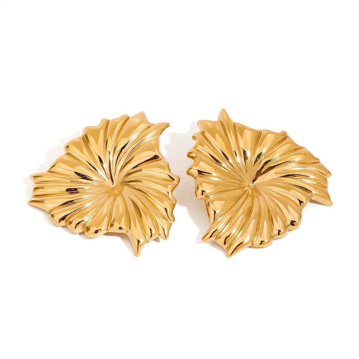 New Arrival Beach 18K PVD Gold Plated Cold Wind Wrinkle Stainless Steel Earrings for Women Summer Gift Party