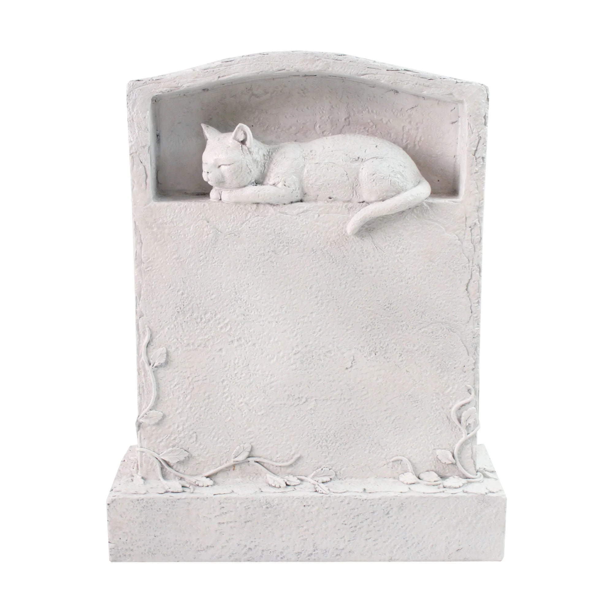 Resin Cat Remembrance Gravestone Hand-painted Sculpted Cat & Floral Accent Pet Memorial Garden Decor Outdoor Keepsake