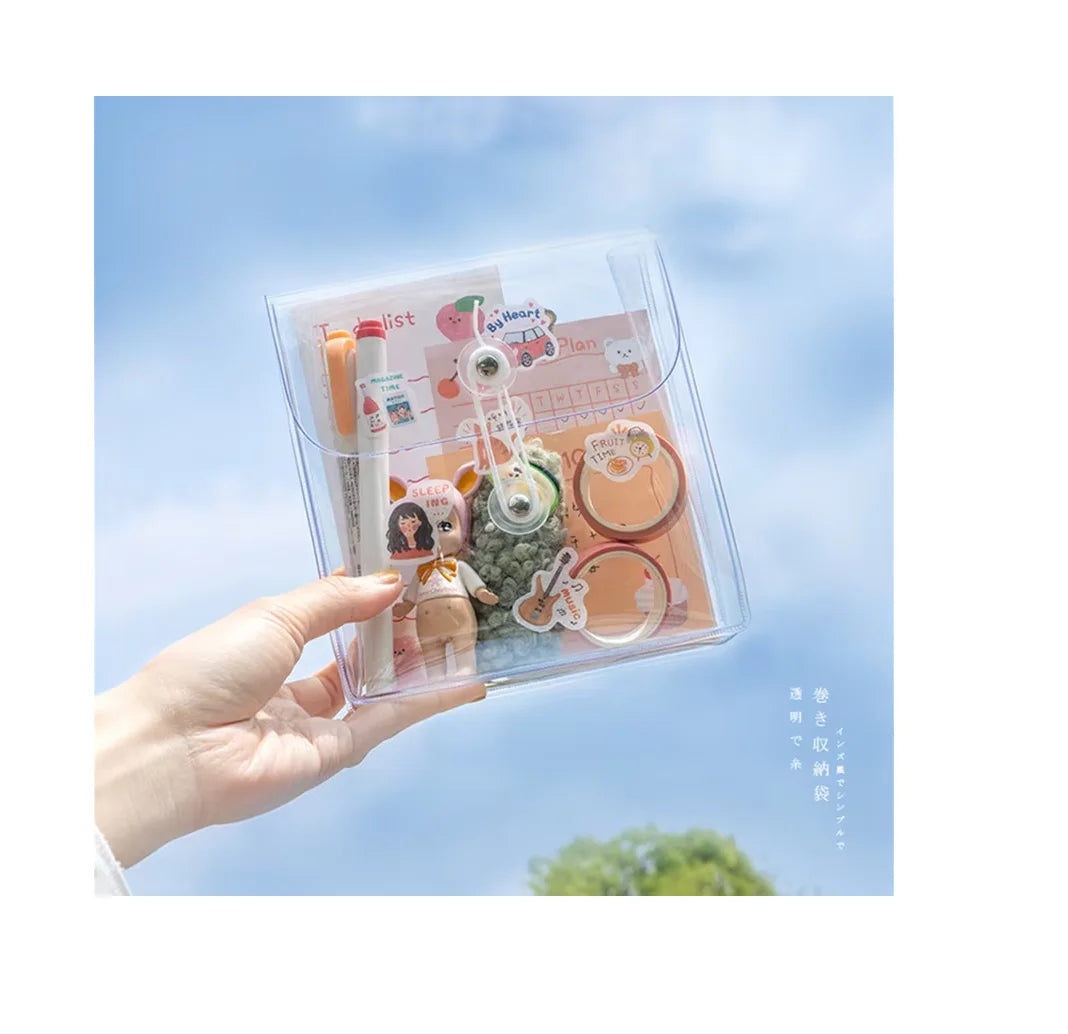 Office Stationery Mini clear Pvc Storage Bags Transparent Document Bill Bag Pouches Travel Makeup Storage Bag Organizer