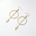 QIAOREN 11853 Elegant Minimalist Circle Bar Drop Earrings Gold Stainless Steel Long Tassel Leaf Jewelry Gift for Women EU US