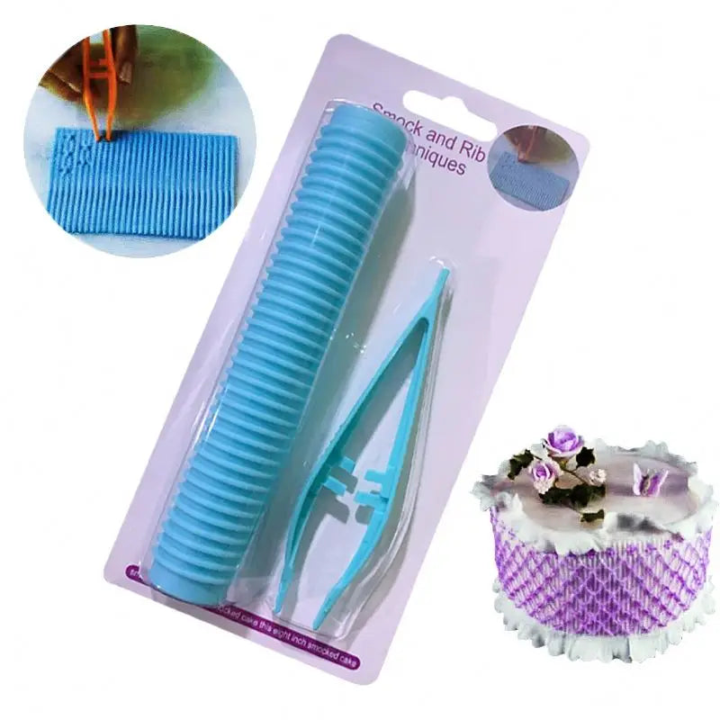 2Pcs Plastic Fondant Tools Embosser Set for Cake Decorating