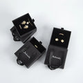 10x10x3.5cm Black Luxury Cardboard Jewelry Gift Box with Ribbon Handle Sliding Paper Packaging for Necklaces Other Pieces