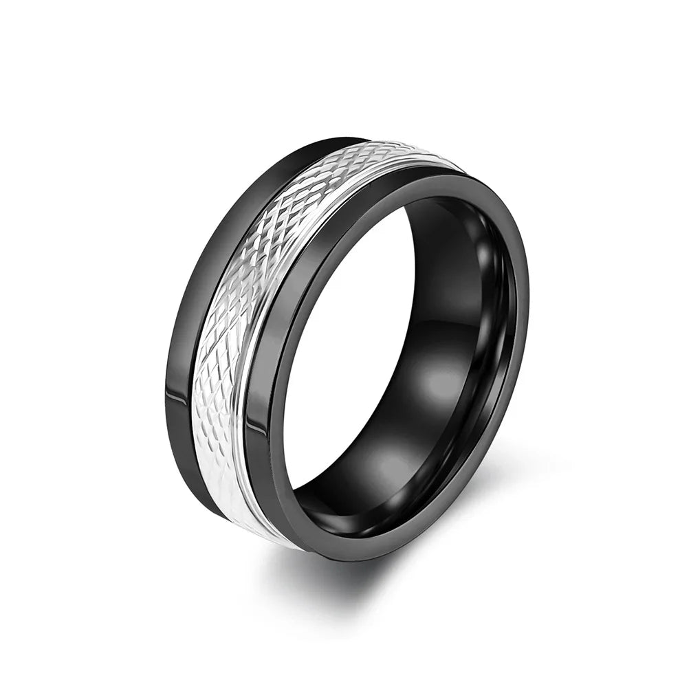 Classic Mens Wedding Rings Stainless Steel Jewelry Tungsten Surgical Finger Engagement Band Fine Jewelry Rings for Men Male Mens