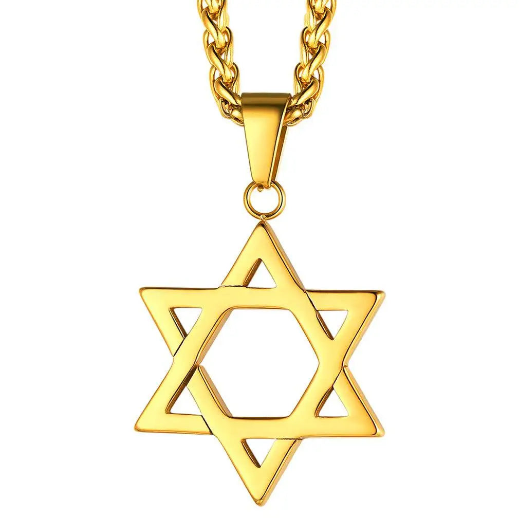 SC 2024 New Symbol Jewish Judaism Star of David Pendant Necklace Arabic Amulet Stainless Steel Necklace for Men to My Son
