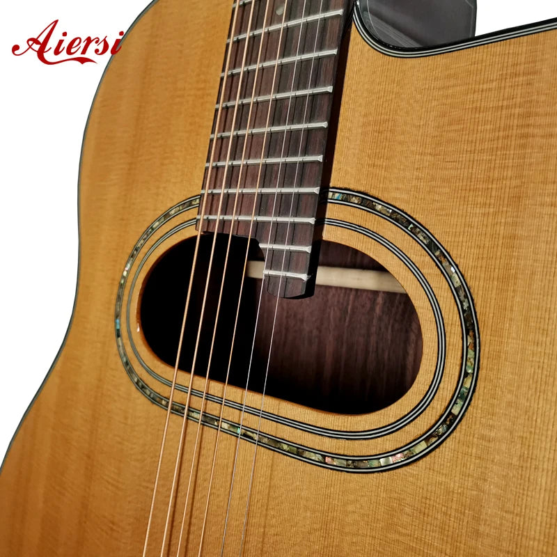 Aiersi Brand Vintage String Instrument Custom Handmade High Grade Solid Cedar Archtop D Sound Hole Acoustic Jazz Gypsy Guitar