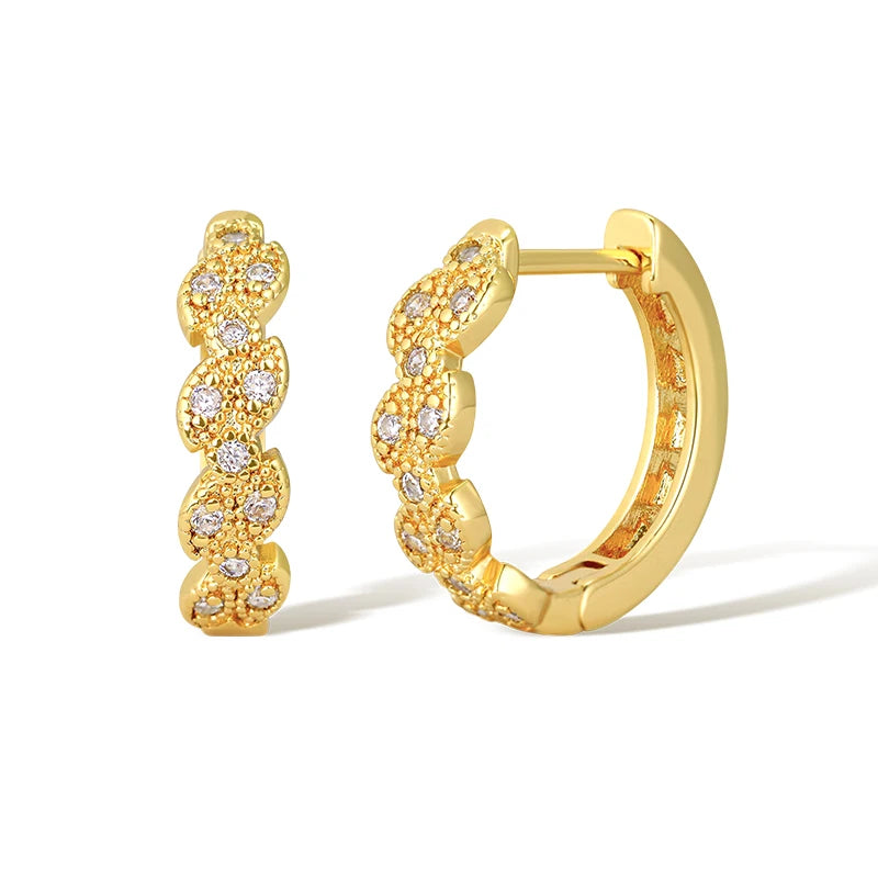 Trendy Brass 18k Gold PLated 16mm Simple Design Huggies Cubic Zircon Jewelry Earrings for Woman