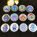New Design Crystal Healing Stones Selenite Round Slice Seven Chakras Slabs Palm for Gifts
