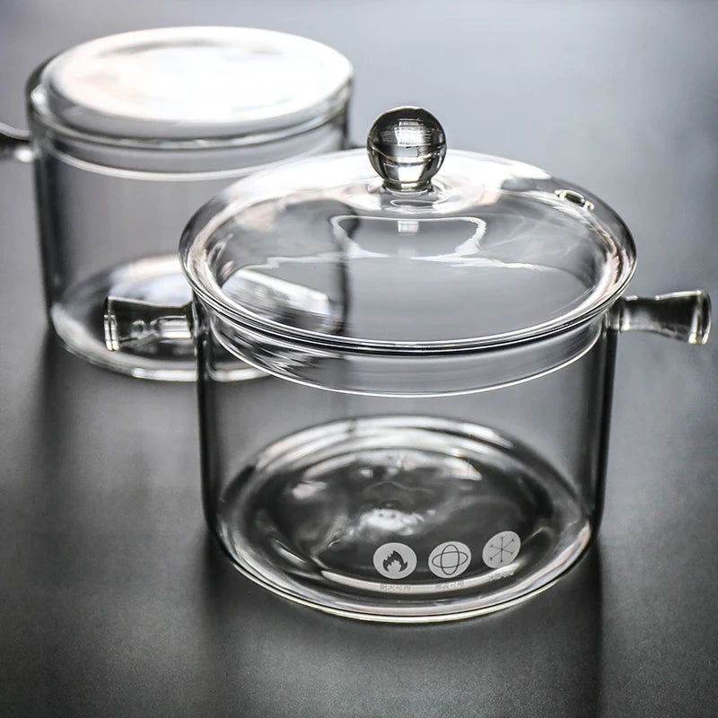 HOT SALES Heat Resistant Clear Glass Cooking Pot Soup Spaghetti Ramen Casserole Stove Top Saucepan Kitchen Hotel Cookware Set