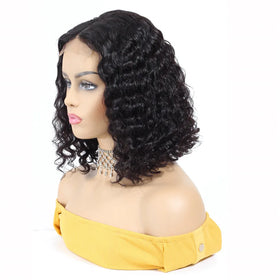 Full Imported Top Quality Swiss Lace Closure Human Hair Bob Wig Vendor Brazilian Mink Remy Hair Wig Lace Front Deep Wave Curls